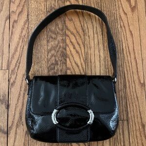 Ann Taylor Black Patent Leather Shoulder Bag Purse